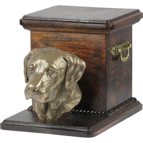 Labrador Retriever - une urne funéraire pour chien avec une statuette, une urne élégante et unique ornée d'un buste de chien, signée Art-Dog. (1/5)