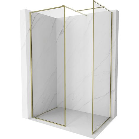 Mexen Kioto-F Walk-In Duschwand mit Rahmen 100 x 80 cm, transparent 8 mm, gold - 800-100-202-04-50-080 (1/5)