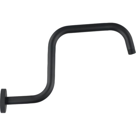 Bras d'extension pour pommeau de douche effet pluie de 13 pouces, support de douche à fixation plafond avec bride, acier inoxydable chromé haute pression (noir) (1/4)