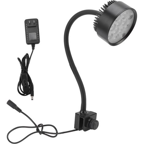 Lampe d'aquarium à clipser 12W 12 perles LED 3 couleurs, éclairage pour réservoir à poissons avec col de cygne, fiche américaine 110-220V, aluminium. (1/5)