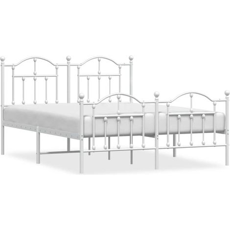 Maison Exclusive - Cadre de lit métal sans matelas et pied de lit blanc 150x200 cm (1/5)
