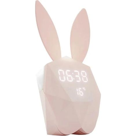 Mob reveil avec veilleuse lapin rose clair
