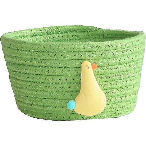 Panier de rangement en fil de coton de style japonais, boîte de rangement pour jouets et objets divers, idéale pour la chambre, le salon ou le bureau.-Green Duck