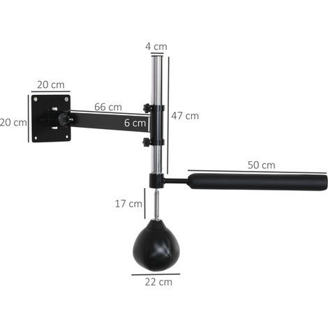 Supporto da parete per boxe con speedball, pieghevole, regolabile, 360°, nero DESVIAE (1/4)