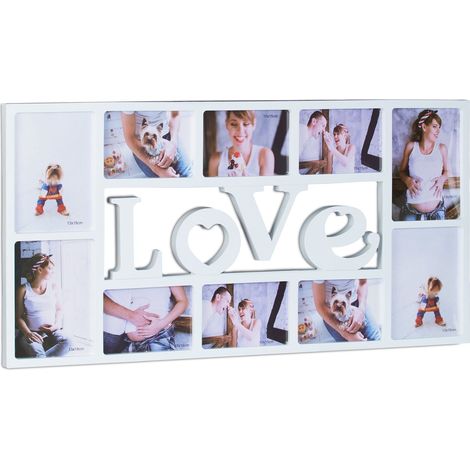 Cornice portafoto decorativa per 10 foto da parete 36,5 x 72 x 2 cm in plastica nera 130008607
