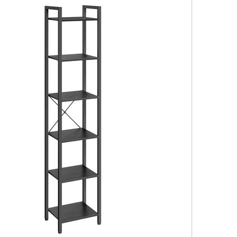 Libreria a 6 ripiani mobile contenitore aperto per ufficio soggiorno camera da letto 40 x 30 x 178,6 cm nero 120004189