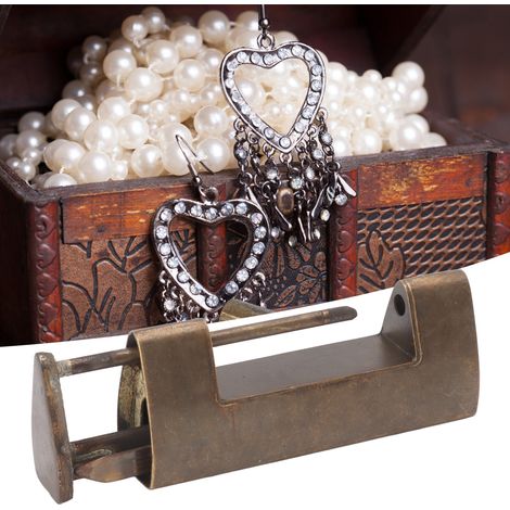 [Serrure Décorative] Vintage Padlock Antique, Serrure de Boîte Chinoise avec Clé, 4.4 cm Spacing, Alliage Cuivre/Zinc, 61 g, Pour Coffrets et Commodes Bois (1/5)