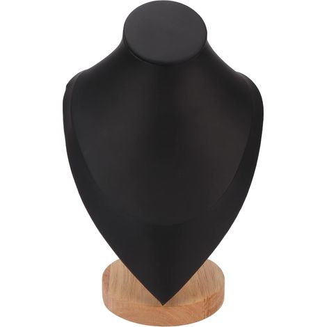 Black Necklace Display Stand, Jewelry Bust Holder for Home, Shop, Trade Show, Elegant Wooden Multipurpose Necklace Stand (1/5)