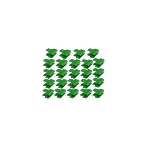 Confezione da 24 clip in plastica per serre, reti e supporti per piante. Diametro esterno 11 mm.