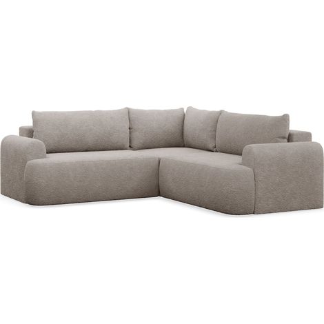 Ovo - L-Form Eckschlafsofa mit Bettkasten, beiger Stoff universell (1/5)