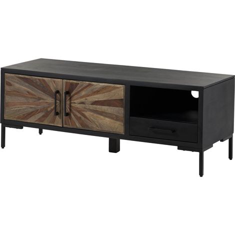 SUN 105 Mobile Tv in legno di sheesham / mango- laccato / nero 136x45x50