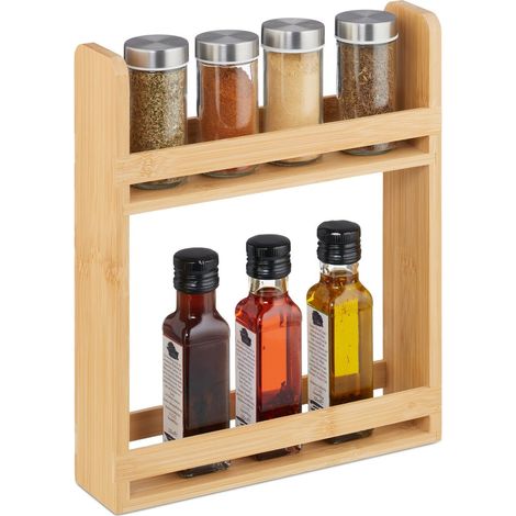 Especiero de bambú de dos niveles para encimera de cocina