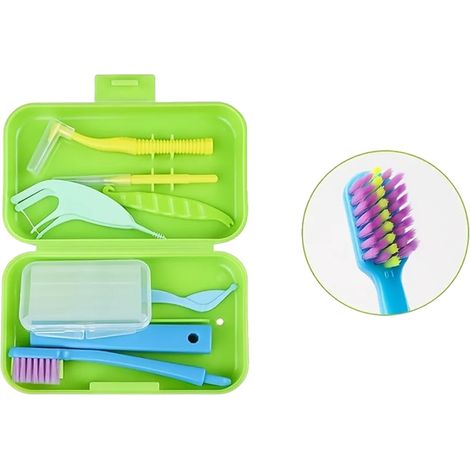 Kit portátil de limpieza bucal, cuidado dental completo, verde (1/2)