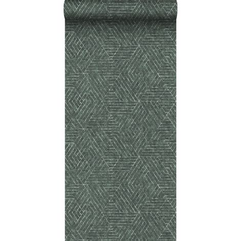 papier peint lignes graphiques vert foncé - Sanders & Sanders (1/5)