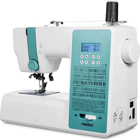 Máquina de Coser Digital - MEDION - SD 36 - 38W - 270 Puntos - 700 rpm - LED - Turquesa