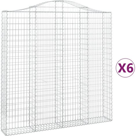 Maison Exclusive - Paniers à gabions arqués 6 pcs 200x30x200/220 cm fer galvanisé