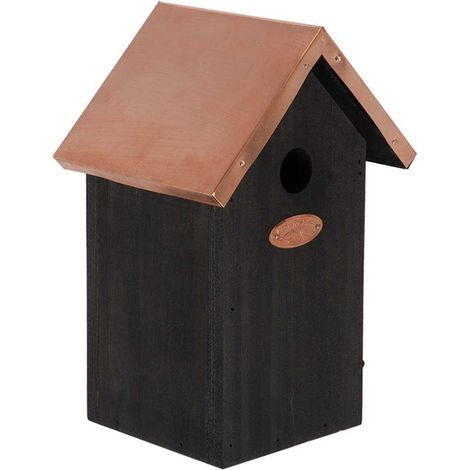 Nichoir à oiseaux en pin et cuivre Mésange bleue (1/4)