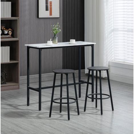 Mesa alta con 2 taburetes de acero 100 x 40 cm OKMYHOME (1/4)