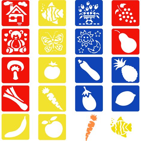 Pochoir Enfant - Pochoir Peinture Réutilisable En PP - 14 x 15 Cm - Pour Toile Papier Mur Bois - Lot De 18 Pièces (1/5)