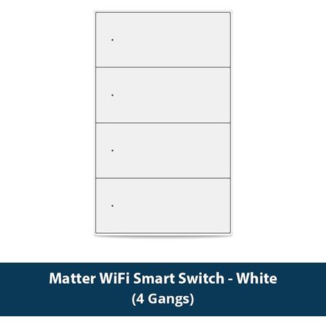 Tuya Interruttore a Pulsante Bianco per Luce Smart Matter da Muro Serie Fusion Dimensione: 4 Pulsanti (1/4)