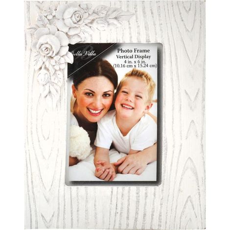 Cornice portafoto quadrata in legno con decorazione in rilievo, 15x19 cm. (1/2)