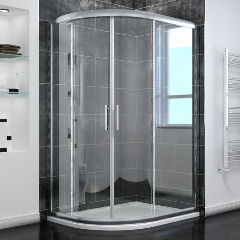 ELEGANT Quadrant Shower Enclosure 6mm Tempered Sliding Glass Cubicle Door 1200 x 800 mm with Tray, Left