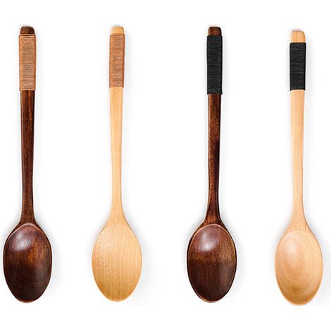 Natural wood spoon, multifunctional long-handled teaspoon for tea, honey soup spoon, kitchen accessories