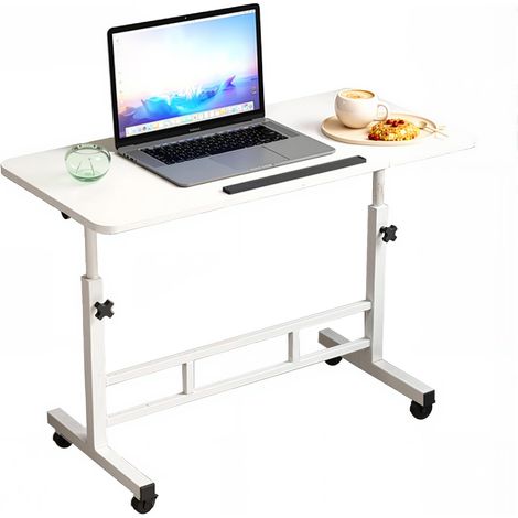 Table laptop roulettes réglable 60×87 cm inclinable mobile pour maison