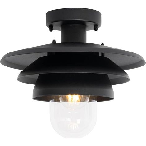 Qazqa morty - Plafonnier - 1 lumière - Ø 28.5 cm - Noir - Design - éclairage extérieur (1/4)