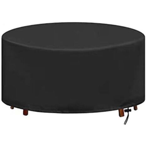Housse de protection pour table ronde, imperméable, coupe-vent, housse de protection pour meubles, tissu Oxford, housse pour meubles de jardin (Ø180 x 110 cm) (1/4)
