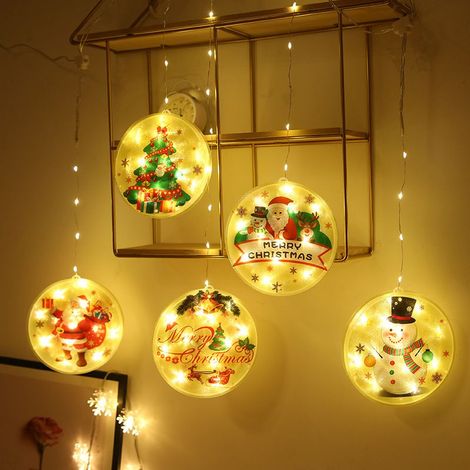 Rideau lumineux LED en fil de cuivre, lumières de nol, peinture suspendue, vitrine, fenêtre, bonhomme de neige, lumière décorative (1/4)