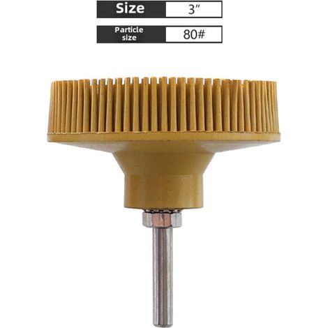 Disque de polissage pour perceuse électrique, brosse abrasive en caoutchouc émeri, brosse de polissage, disque à poils (3 pouces jaune 80) (1/5)