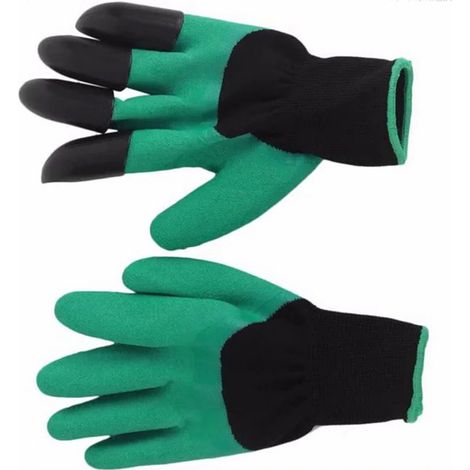 Paire de gants de jardin avec griffes au bout des doigts, gants de travail de protection pour planter, creuser, désherber, semer, piquer. Gants à 4 griffes. (1/5)