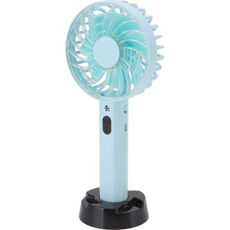 Ventilateur portable à 3 vitesses, ventilation puissante, rechargeable par USB, batterie 2000 mAh, mini ventilateur portable bleu, idéal pour la maison, le bureau et les voyages. (1/5)