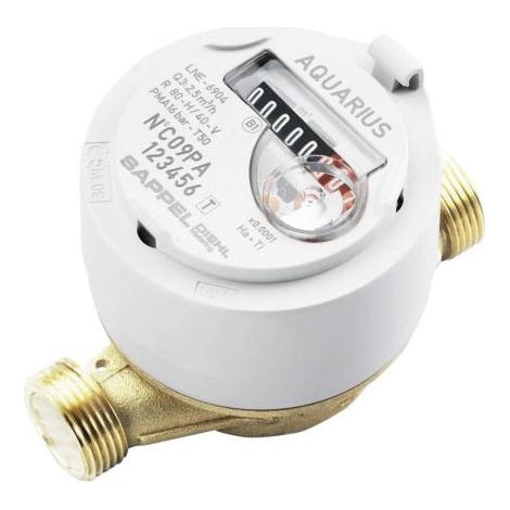 Compteur d'eau divisionnaire eau chaude 26-34 – Débit 2,5 m³/h – Filetage 1' (26x34) – Longueur 130 mm – Sappel