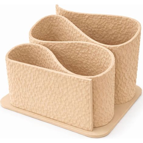 Organiseur de bureau beige à 3 compartiments pour accessoires (1/3)