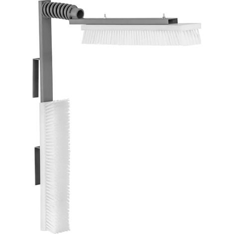 Brosse à vache 2 têtes de 50 x 10 cm pour l'intérieur et l'extérieur avec ressort bois fer gris (1/5)