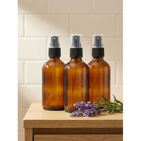 Lot de 3 flacons vaporisateurs en verre ambré pour huiles essentielles, petit flacon pulvérisateur vide à brume fine 15ml