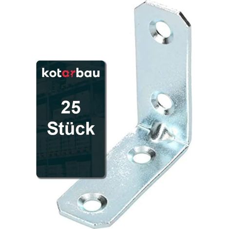 KOTARBAU Lot de 25 raccords d'angle 35 x 35 x 16 x 2 mm avec nervure en acier - Trous de montage - Pour meubles - Galvanisé - Pour charges lourdes (1/5)