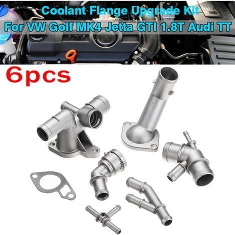 Kit de mise à niveau de bride de liquide de refroidissement en aluminium 6 pièces pour VW Golf MK4 Jetta GTI 1.8T 2000-2005 pour Audi TT 2000-2002, Ensoleillé (1/3)