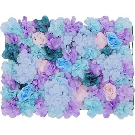 Paneles de pared con flores artificiales, elegantes decoraciones para eventos, diseño duradero, color azul. (1/2)