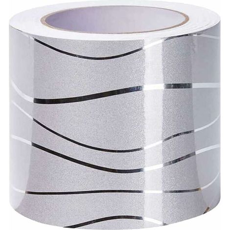 Bordure autocollante papier peint vague bronzante – 10 cm de haut, 5 m de long – Résistant à l'humidité et anti-moisissure – Décoration murale salle de bain et cuisine – Grid Cool (1/5)
