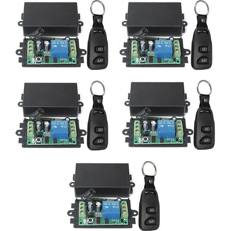 Système de télécommande sans fil 5X DC 12V 10A 1 canal, émetteur-récepteur, 2 boutons, étanche, 433 MHz (1/5)