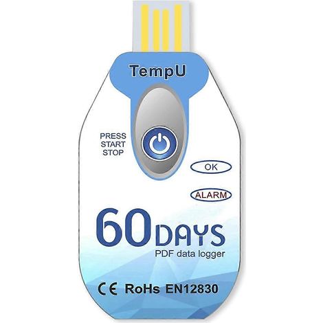 Enregistreur de données de température USB jetable PDF, thermomètre enregistreur TempU02, autonomie de 60 jours pour le froid
