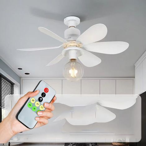 [JAMAIS UTILISÉ] Ventilateur de plafond silencieux 52 cm – Télécommande – 3 vitesses – 6 pales en ABS – Blanc – Installation facile – Pour cuisine, chambre, salon (1/4)