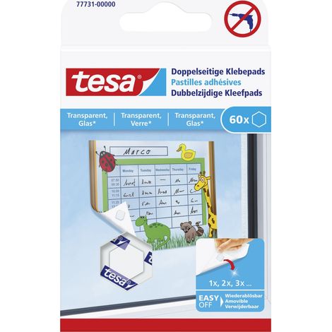 tesa Klebepads doppelseitig, transparent, 60 Stück Klebepads (1/4)