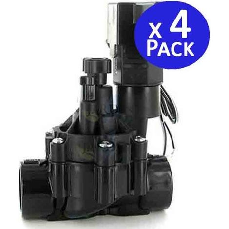 Lot de 4 Électrovanne d'arrosage Rain Bird 100DVF, 24V, 1'' avec régulateur de flux, pour les programmeurs électriques