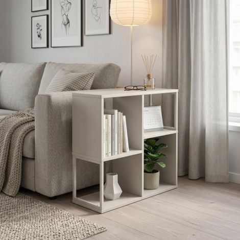 Libreria Mini Bolton 4 Vani Cashmere 62x22x62H – Versatile per Soggiorno e Salotto