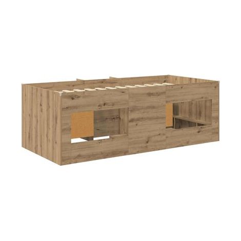 Cadre de lit mezzanine (avec armoire), ensemble 3 pièces, bois de chêne fait main, chêne naturel élégant, pour chambre, confort quotidien, assemblage rapide (1/5)