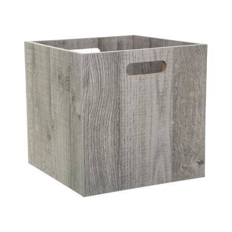 Boite de Rangement en Bois "Evy" 31x31cm Gris
